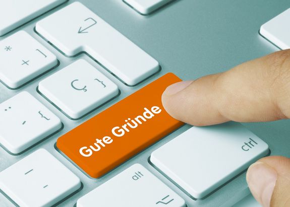 Tastatur mit der Aufschrift "Gute Gründe"